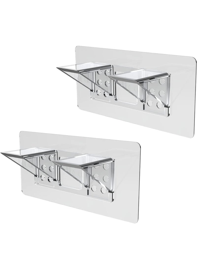 Relex 12Pcs Shelf Support Pegs, Clear Self Cabinet Adhesive Shelves Clips, Double Row Thickened and Reinforced Design Shelf Support Pegs for Shelves Kitchen Cabinet Book Closet - Image 2