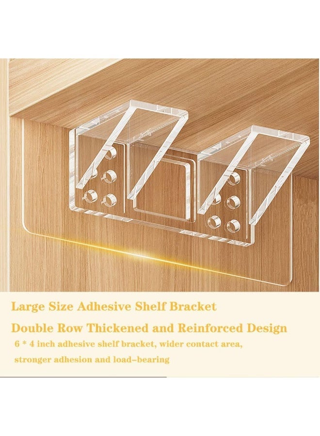 Relex 12Pcs Shelf Support Pegs, Clear Self Cabinet Adhesive Shelves Clips, Double Row Thickened and Reinforced Design Shelf Support Pegs for Shelves Kitchen Cabinet Book Closet - Image 4