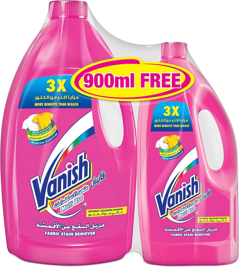 فانش منظف بقع الملابس Vanish، اللون الوردي، سعة 3 لتر + 900 مل - Image 1