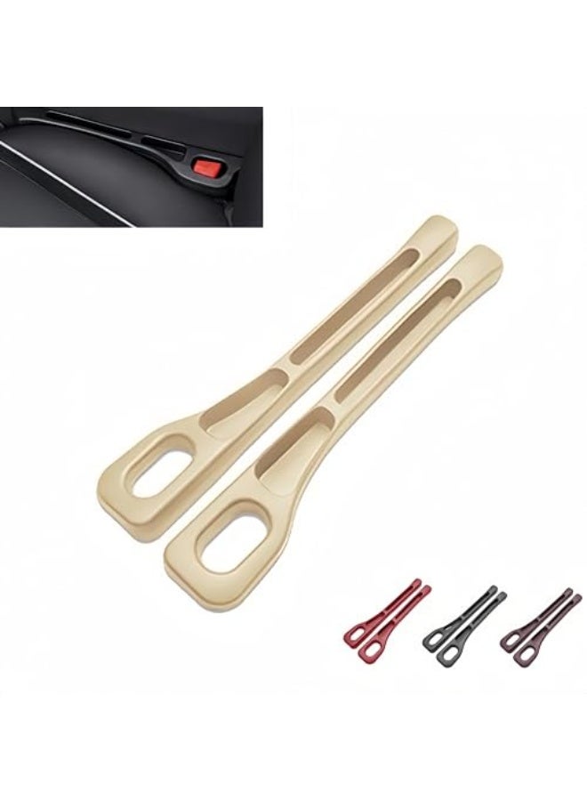 نادراب حزمة مزدوجة من منظم ملء فراغ مقعد السيارة مع فتحة حزام الأمان - يناسب جميع السيارات بين المقعد والكونسول، قطعة منع الفراغ الفارغ للسيارات والشاحنات (بيج) - Image 1