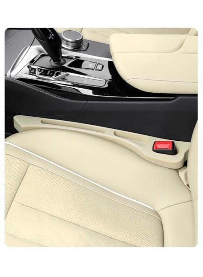 نادراب حزمة مزدوجة من منظم ملء فراغ مقعد السيارة مع فتحة حزام الأمان - يناسب جميع السيارات بين المقعد والكونسول، قطعة منع الفراغ الفارغ للسيارات والشاحنات (بيج) - Image 3