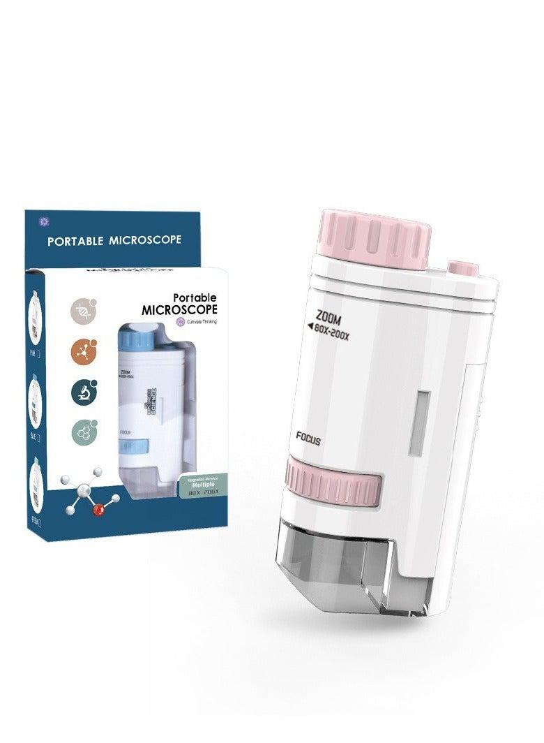 (pink)Kids Portable Handheld Optical Microscope for Boys & Girls, Science Outdoor Exploration Educational Toy Gift  - Image 1