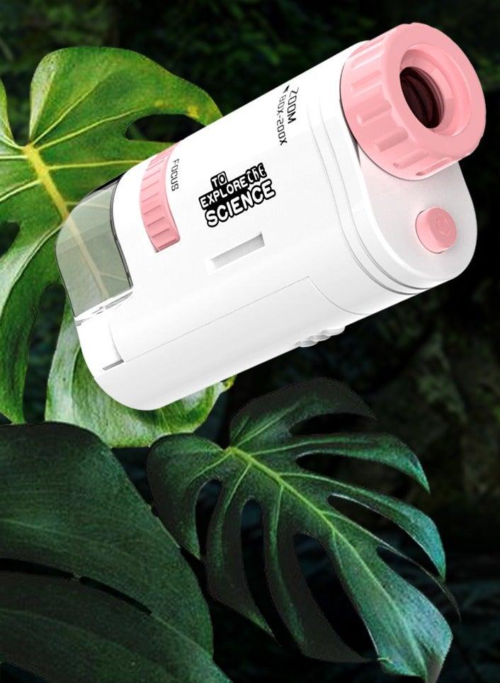 (pink)Kids Portable Handheld Optical Microscope for Boys & Girls, Science Outdoor Exploration Educational Toy Gift  - Image 3