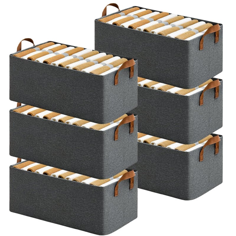 SHRISELL SHRISELL Wardrobe Organizer For Clothes With Metal Frame Rectangle Storage Baskets For Clothing Fabric Storage Box With Handles Shelf Basket For Storage Clothes Pants Jeans Sweater 2 - Image 1