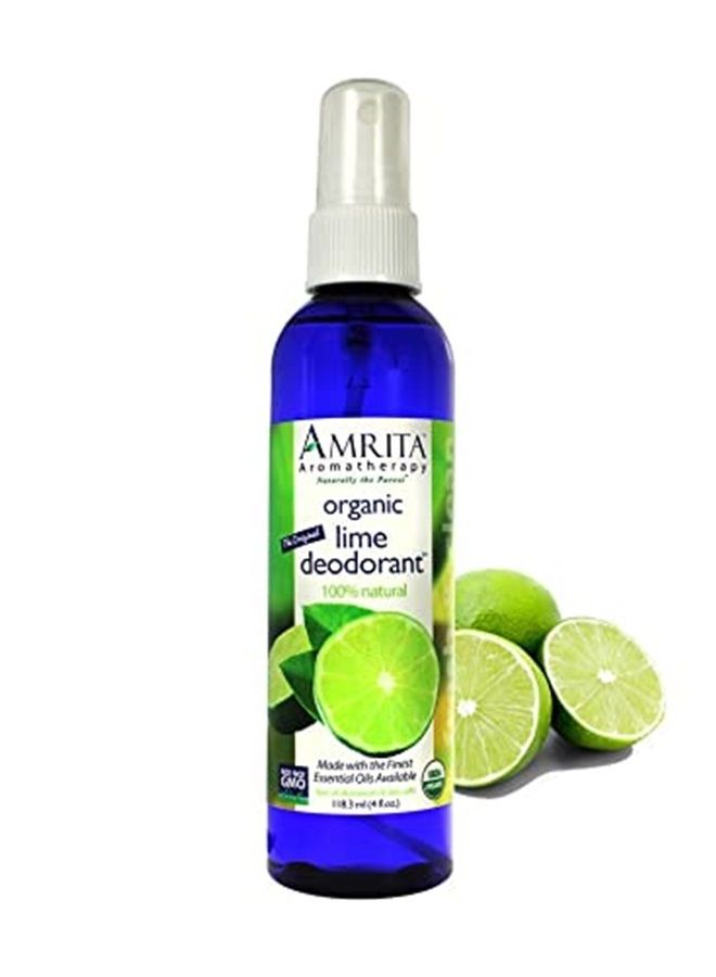 AMRITA Aromatherapy رذاذ مزيل العرق العضوي من أمريتا برائحة الليمون، خالي من البارابين، مزيل لرائحة الجسم، مزيج من الزيوت الأساسية، 4 أونصات. - Image 1