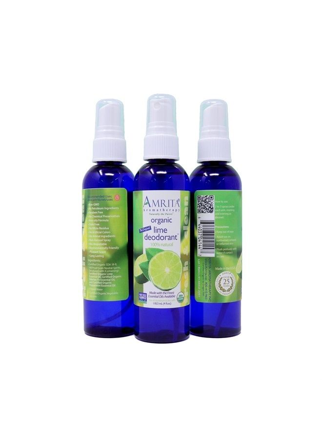 AMRITA Aromatherapy رذاذ مزيل العرق العضوي من أمريتا برائحة الليمون، خالي من البارابين، مزيل لرائحة الجسم، مزيج من الزيوت الأساسية، 4 أونصات. - Image 2