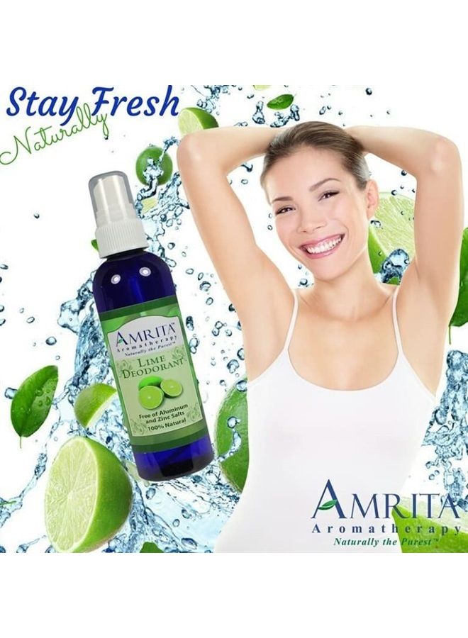 AMRITA Aromatherapy رذاذ مزيل العرق العضوي من أمريتا برائحة الليمون، خالي من البارابين، مزيل لرائحة الجسم، مزيج من الزيوت الأساسية، 4 أونصات. - Image 3