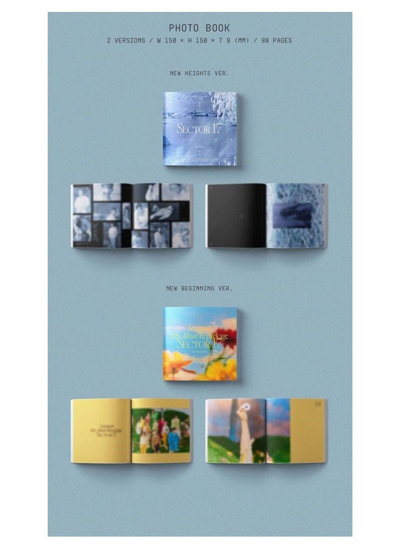 ألبوم Seventeen الرابع المعاد تجميعه Sector 17 New Heights Version K Pop CD مع كتاب صور كلمات الأغاني بطاقة الصور بطاقة الفيلم والملصق