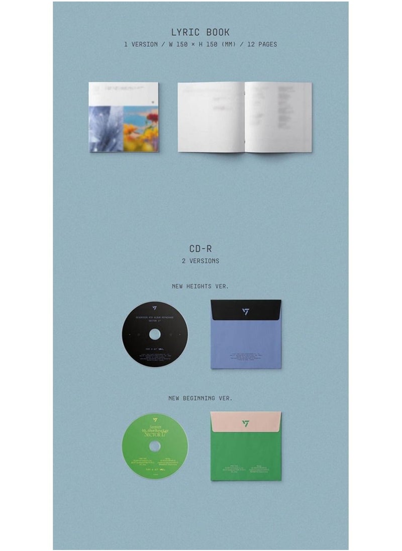 ألبوم Seventeen الرابع المعاد تجميعه Sector 17 New Heights Version K Pop CD مع كتاب صور كلمات الأغاني بطاقة الصور بطاقة الفيلم والملصق