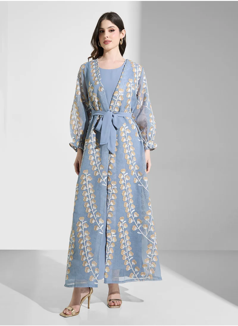 Khizana Open Printed Abaya