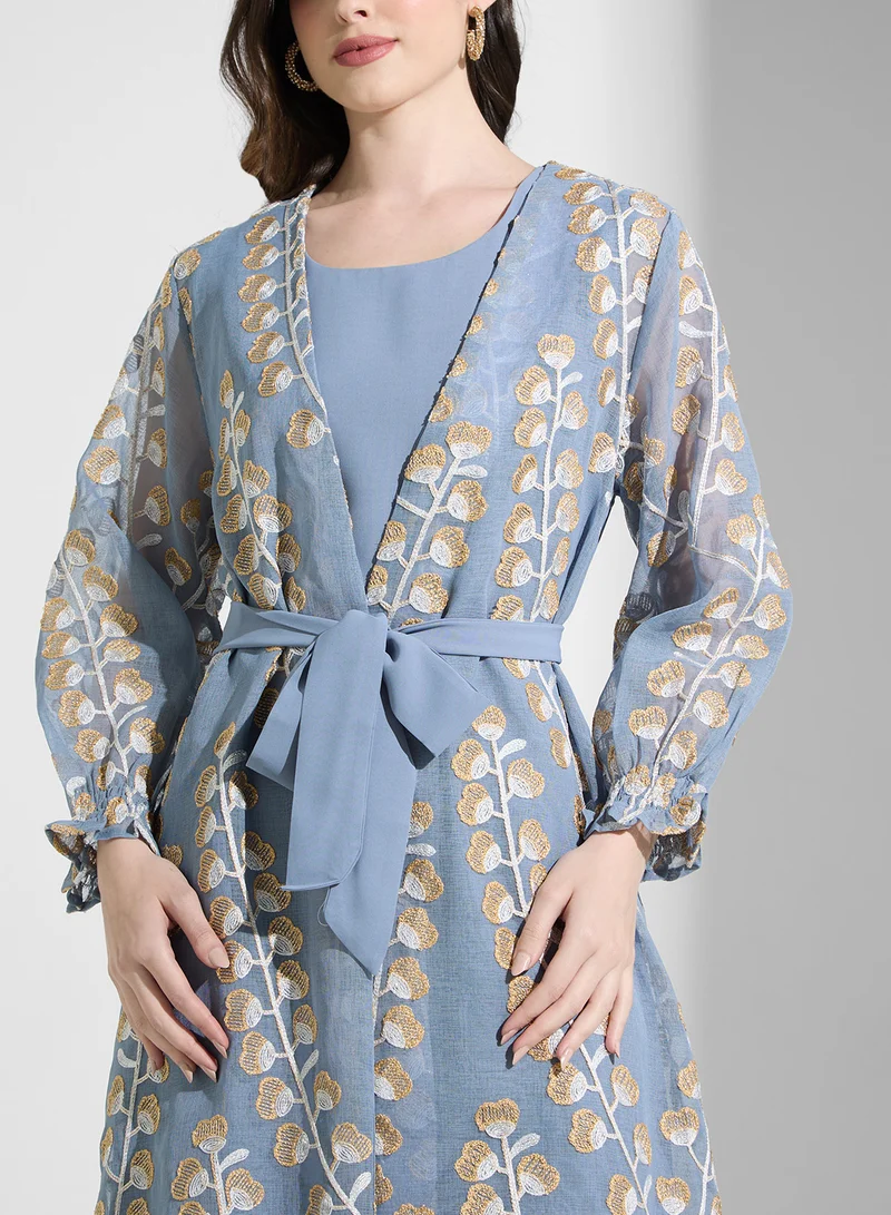 Khizana Open Printed Abaya
