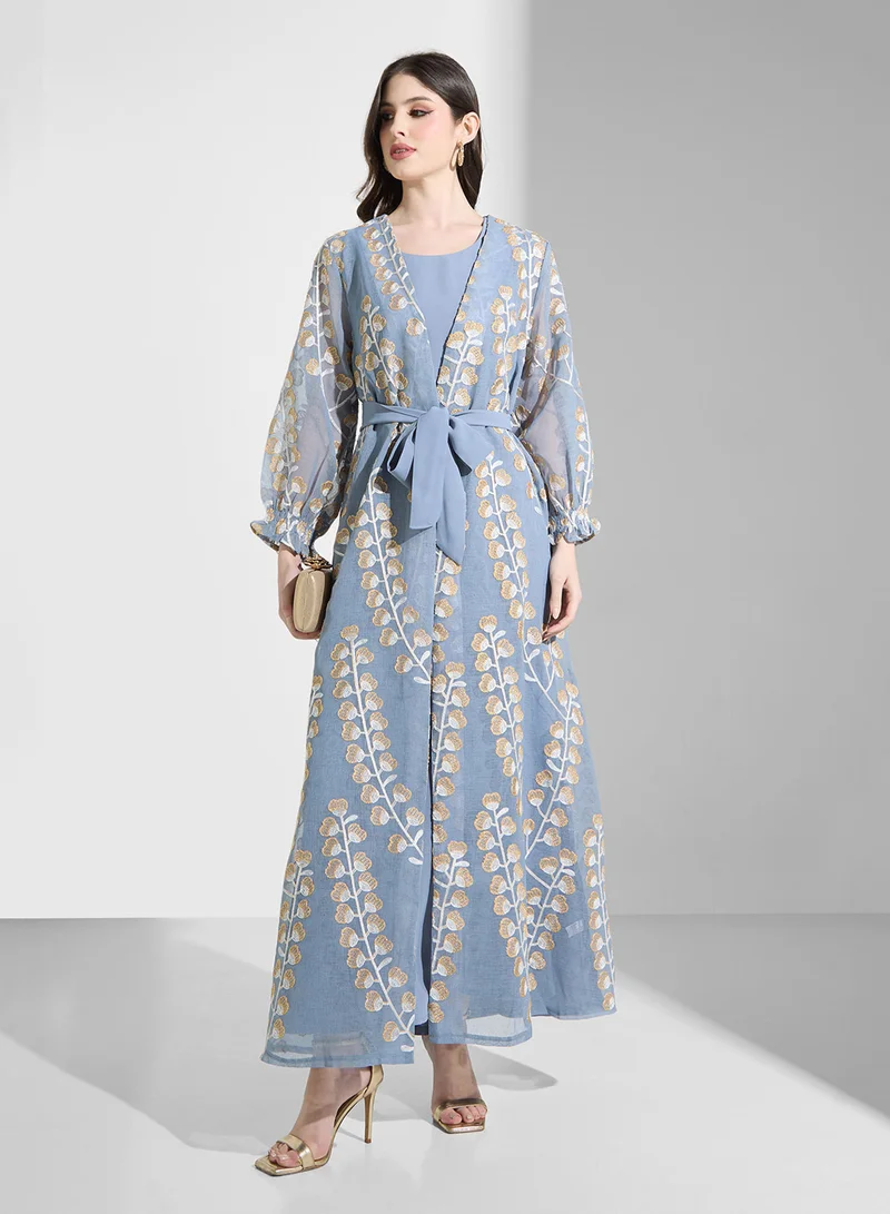 Khizana Open Printed Abaya
