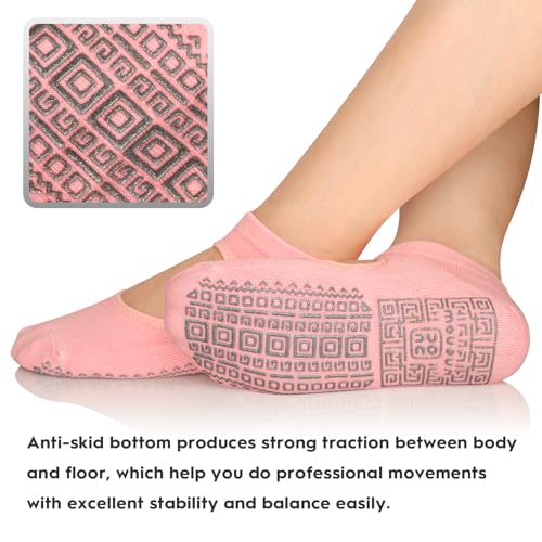 unenow Non Slip Grip Yoga Socks for Women with Cushion for Pilates, Barre, Home - Image 3