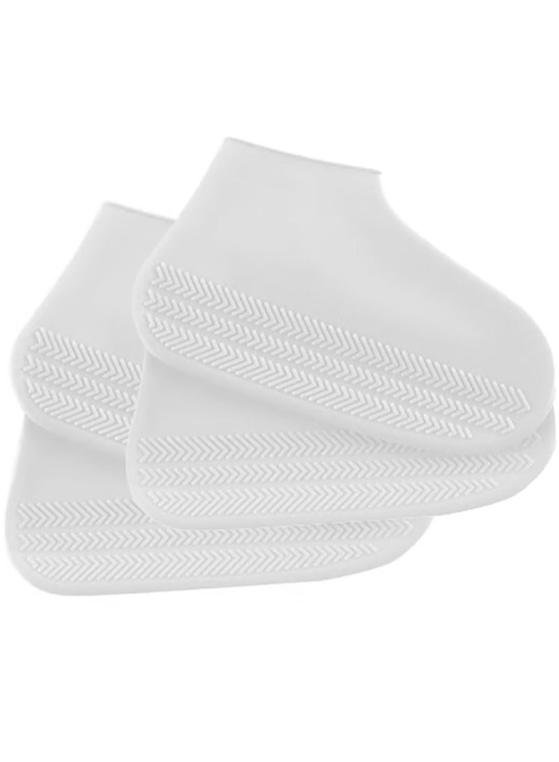 Cuken 4 Pack Waterproof Shoe Covers, Non-Slip Water Resistant Overshoes Silicone Rain Shoe Cover Outdoor cycling Protectors apply to Men, Women Men and Women Universal Models, White - Image 5