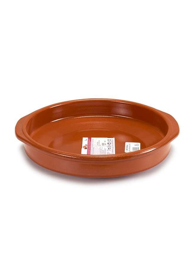 Arte Regal - Brown Terracotta Round Deep Plate With Handle 34 cm, Sapin - Image 1