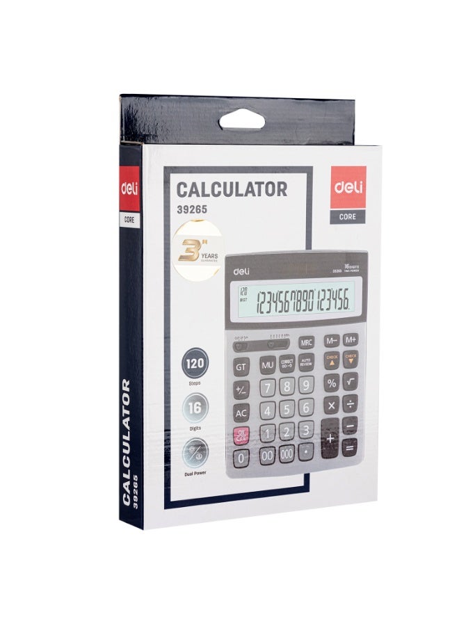 ديلي Deli E39265 LIBRE 16-Digit Calculator - Solar/LR44 Battery, 120-Step Check, Dark Grey (1PCS/Color Box) - Ideal for Engineers, Scientists, Advanced Math - Image 4