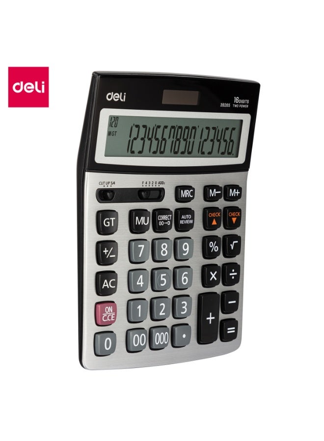 ديلي Deli E39265 LIBRE 16-Digit Calculator - Solar/LR44 Battery, 120-Step Check, Dark Grey (1PCS/Color Box) - Ideal for Engineers, Scientists, Advanced Math - Image 2