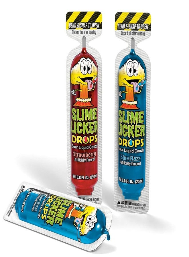 Slime Lickers Drops - Sour Liquid Candy | Blue Razz & Strawberry Flavors | Squeeze Bottle | Multi-Pack Sizes (30 Pack) - Image 2