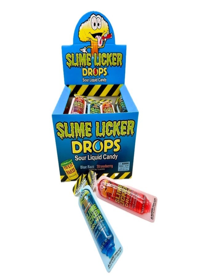 Slime Lickers Drops - Sour Liquid Candy | Blue Razz & Strawberry Flavors | Squeeze Bottle | Multi-Pack Sizes (30 Pack) - Image 1