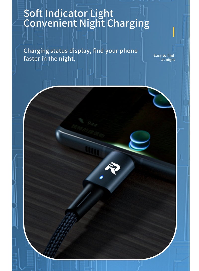 RAFFAE 100W Fast Charging Cable, Braided 1M USB Cable Type C to Type C For iPhone 15/15pro/15pro Max/14/13/12, Samsung, Huawei, OnePlus - Black - Image 4