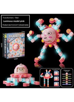 Trembling Fingertips Mechanical Face-changing Gyro Decompression Children's Mechanical Deforming Gyro Luminous Finger Spiral Fingertips-Color:Chinese Box-luminous Red
