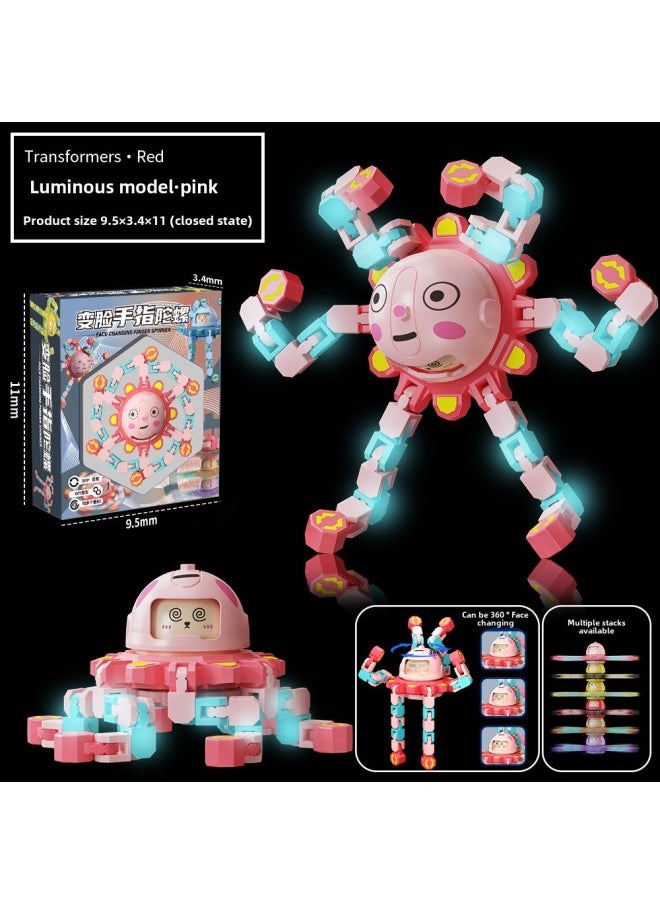 Generic - Trembling Fingertips Mechanical Face-changing Gyro Decompression Children's Mechanical Deforming Gyro Luminous Finger Spiral Fingertips-Color:Chinese Box-luminous Red - Image 1