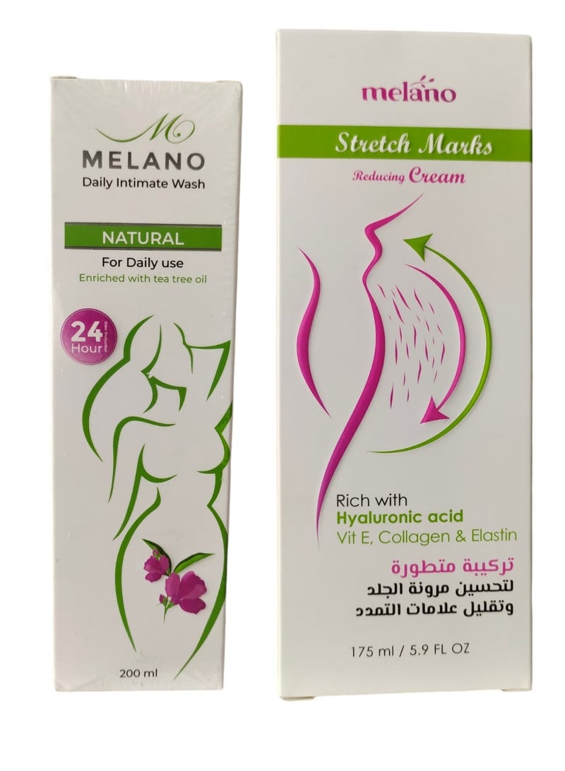 Melano Pharma Daily Intimate wash 200ML and Stretch Marks Reducing Cream 175 ml - Image 1