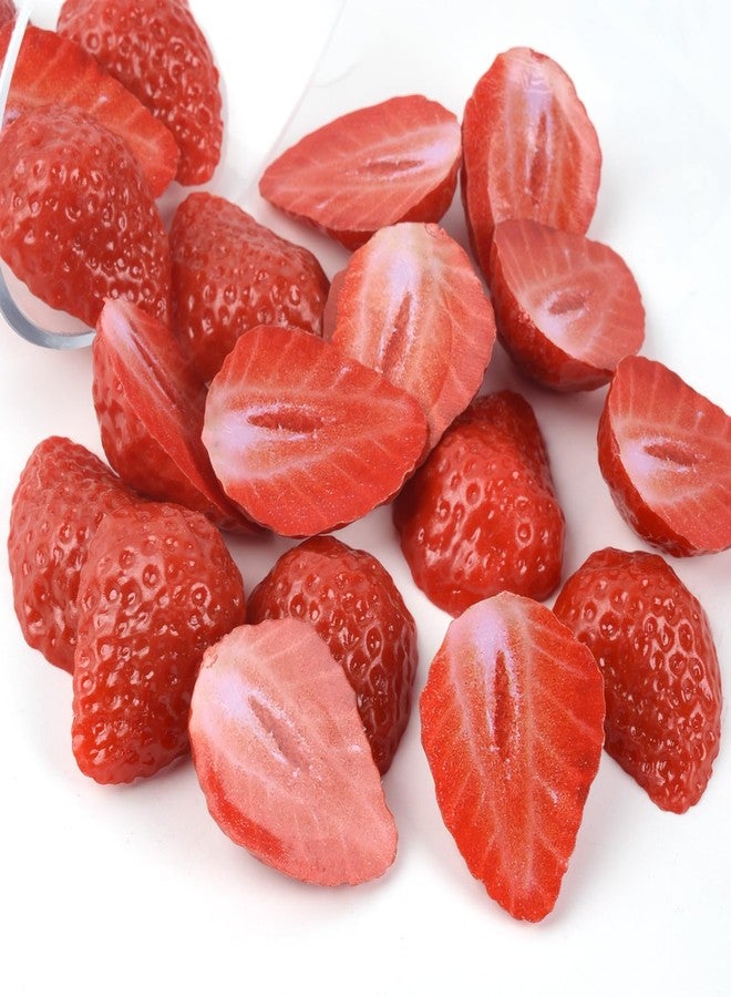 Luckforest Artificial Strawberry Blocks, 20 Pcs Lifelike Strawberry Fake Fruit Decoration for Home Party Table Photography Props - Image 1