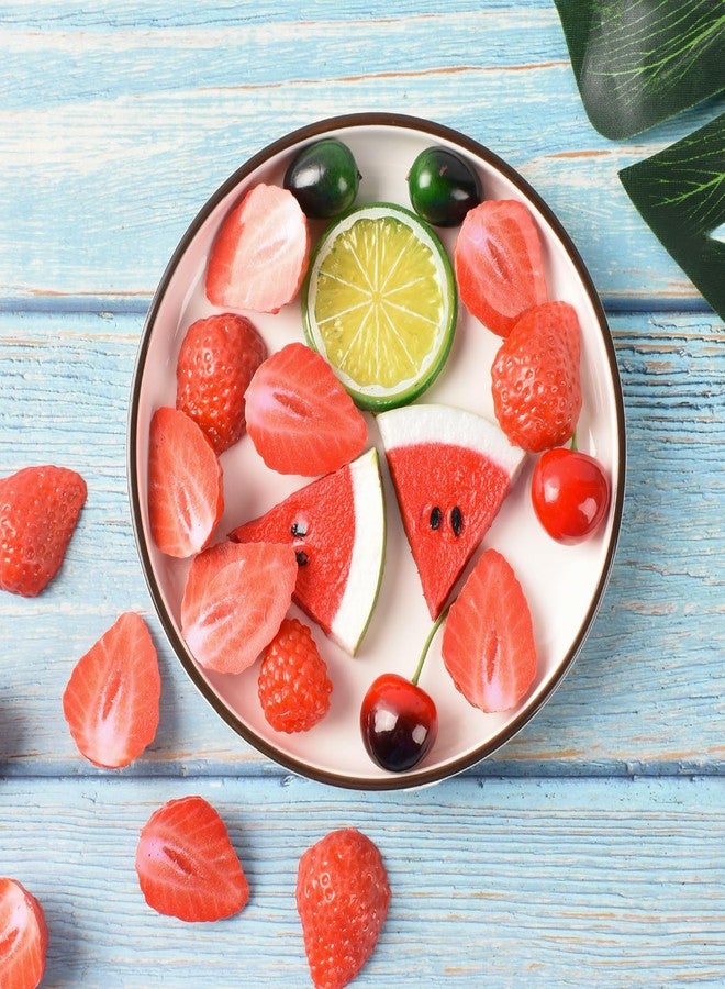 Luckforest Artificial Strawberry Blocks, 20 Pcs Lifelike Strawberry Fake Fruit Decoration for Home Party Table Photography Props - Image 5