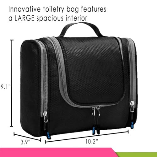 Bago Travel Toiletry Bag for Women and Men - Large Waterproof Hanging Large Toiletry Bag for Bathroom and Travel Bag for Toiletries Organizer -Travel Makeup Bag (Black) - Image 4