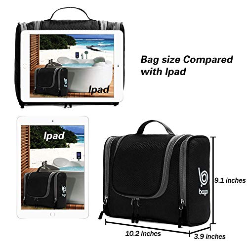 Bago Travel Toiletry Bag for Women and Men - Large Waterproof Hanging Large Toiletry Bag for Bathroom and Travel Bag for Toiletries Organizer -Travel Makeup Bag (Black) - Image 3