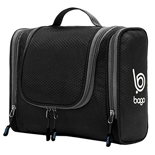 Bago Travel Toiletry Bag for Women and Men - Large Waterproof Hanging Large Toiletry Bag for Bathroom and Travel Bag for Toiletries Organizer -Travel Makeup Bag (Black) - Image 1