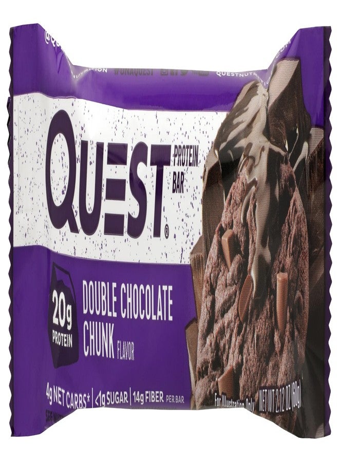 Quest Nutrition Protein Bar, Double Chocolate Chunk, 20g Protein, 4g Net Carbs, 180 Cals, High Protein, Low Carb, Gluten & Soy Free
