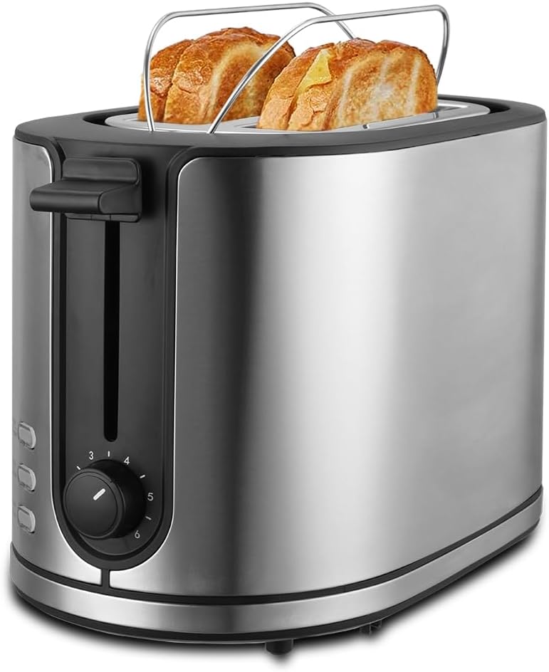 Electric Breakfast Toaster, 950W, 2 Slots, Removable Crumb Tray, Stainless Steel Finish, AF-120900TOSS, 2 years warranty