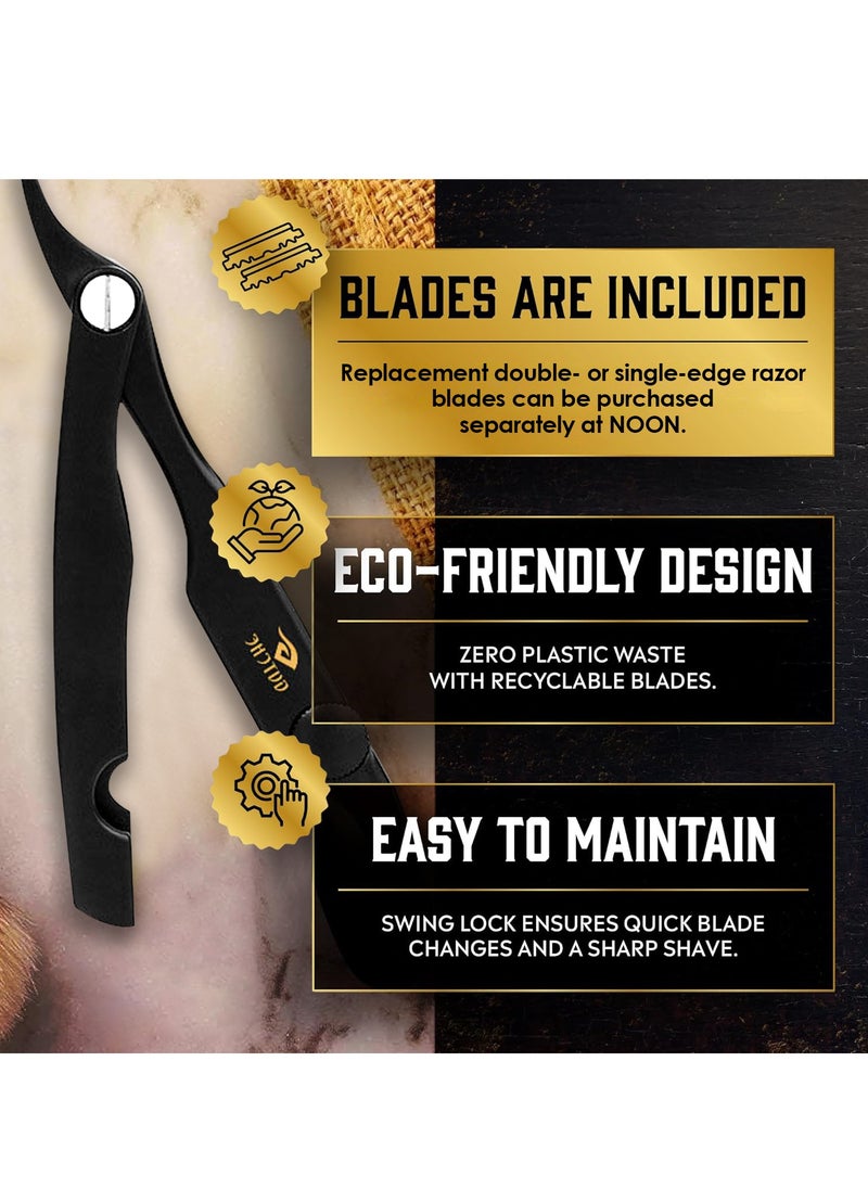 GUTCHE Men's razor, old-fashioned zinc alloy folding razor, can be used for shaving, eyebrow trimming, face trimming, suitable for beauty salons and families  - Image 2