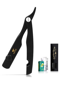 GUTCHE Men's razor, old-fashioned zinc alloy folding razor, can be used for shaving, eyebrow trimming, face trimming, suitable for beauty salons and families  - Image 1