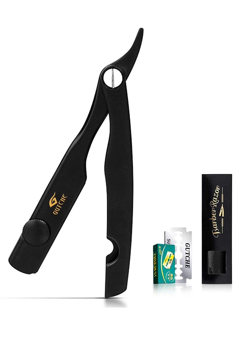 GUTCHE Men's razor, old-fashioned zinc alloy folding razor, can be used for shaving, eyebrow trimming, face trimming, suitable for beauty salons and families  - Image 1