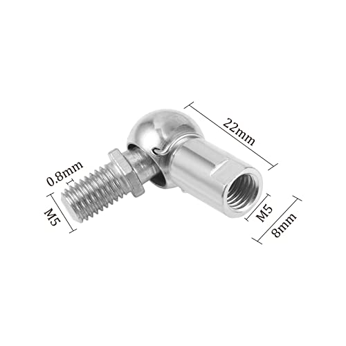 Kozelo 2pcs CS8 Angle Ball Joint - [M5x0.8 Left Female Thread, M5x0.8 Right Male Thread] Gas Spring Elbow Joint Fitting for Automotive, Hinged Door, Cupboard - Image 3