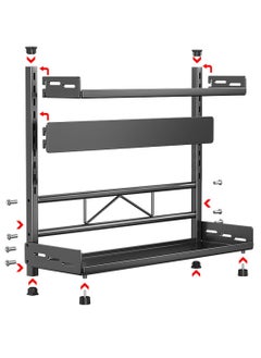 TYCOM Pull Out Spice Rack Organizer For Countertop and Cabinet Standing Shelf Jars Storage Holder Foldable Seasoning Shelf Organizer for Kitchen Storage 2 Layer Black.  - Image 2