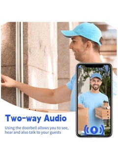 Excefore Smart WiFi Remote Video Doorbell, Intelligent Visual Doorbell Home Intercom HD Wireless Rechargeable Security Door Doorbell, Can Two-Way Calls, Photo, with Indoor Unit  - Image 2