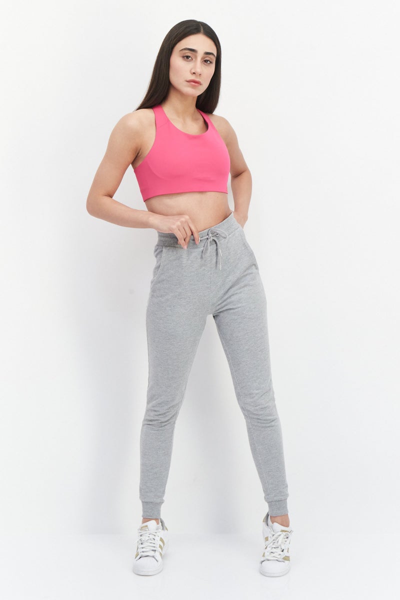 Adidas Women Lightly Padded Brand Logo Sports Bra, Pink - Image 4