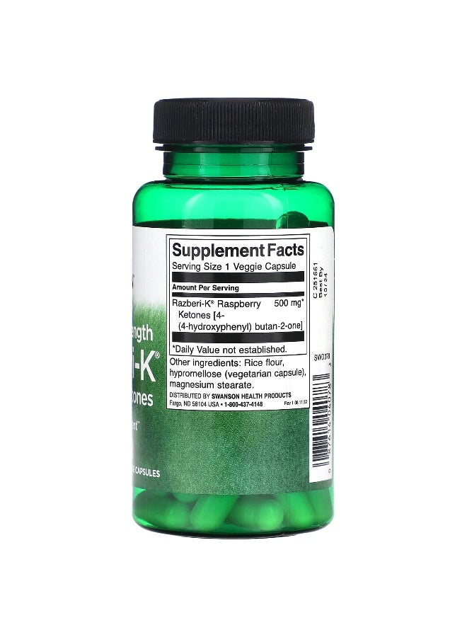 Swanson, Razberi-K, Raspberry Ketones, Maximum Strength, 500 mg, 60 Veggie Capsules - Image 2