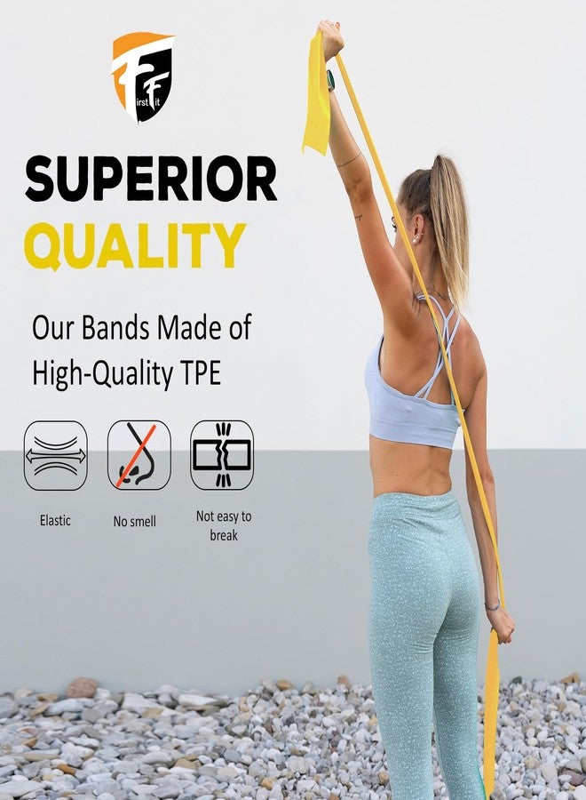 FirstFit Resistance Bands Exercise Elastic Bands Latex Bands for Pilates Yoga Phycial Therapy Rehab Home Gym Workout Fitness (1.5 Meter Yellow) - (10-15 lbs) - Image 2
