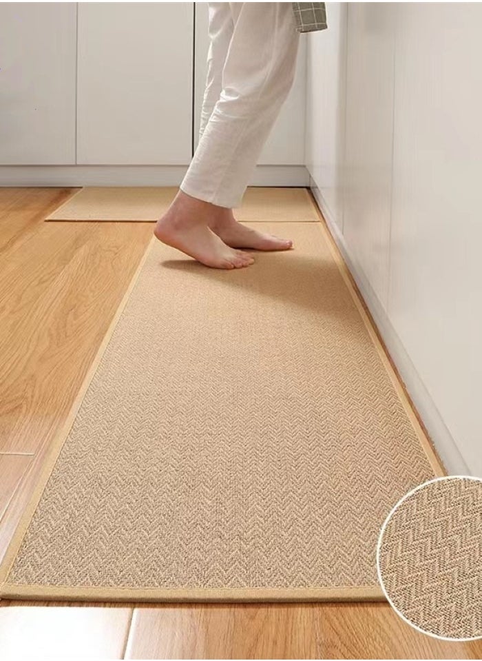 Kutis 2-Piece Kitchen Anti-Slip Rug Set Kitchen Mat Jute Khaki 120x40 cm/60x40 cm  - Image 1