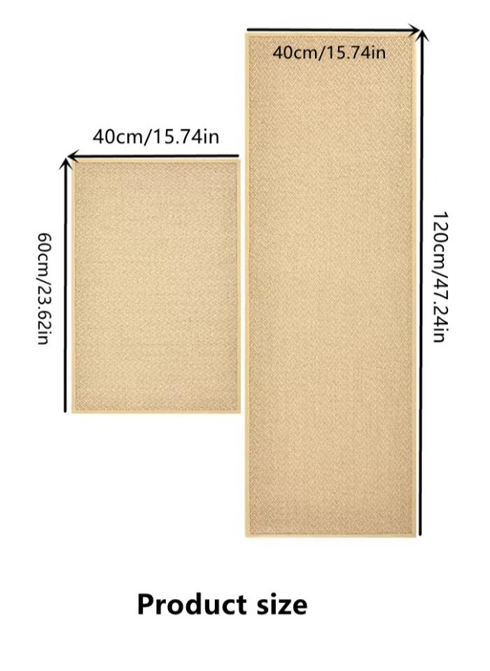 Kutis 2-Piece Kitchen Anti-Slip Rug Set Kitchen Mat Jute Khaki 120x40 cm/60x40 cm  - Image 4