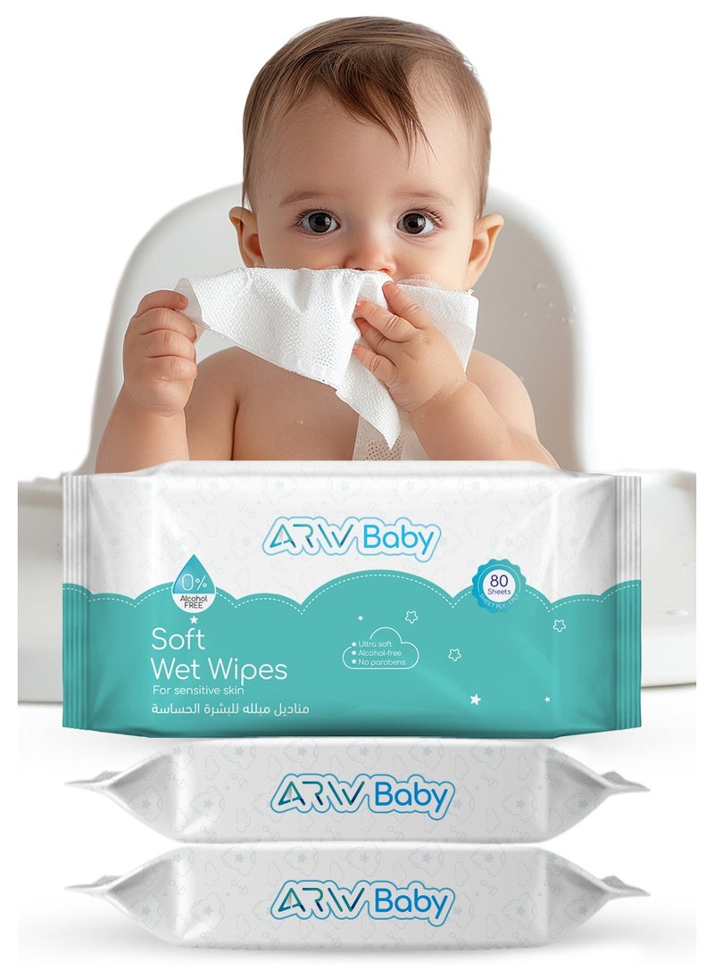 Sensitive Skin Wipes, with Aloe Vera & Glycerin, Alcohol & Paraben Free, Hypoallergenic & Safe for Sensitive Skin 240 Count (80 Count x 3 Pack). - pzsku/Z4726A1082FE5FF2FFFFDZ/45/_/1736936490/ebaac3cf-6ff6-4254-a7d7-358c66e2368d
