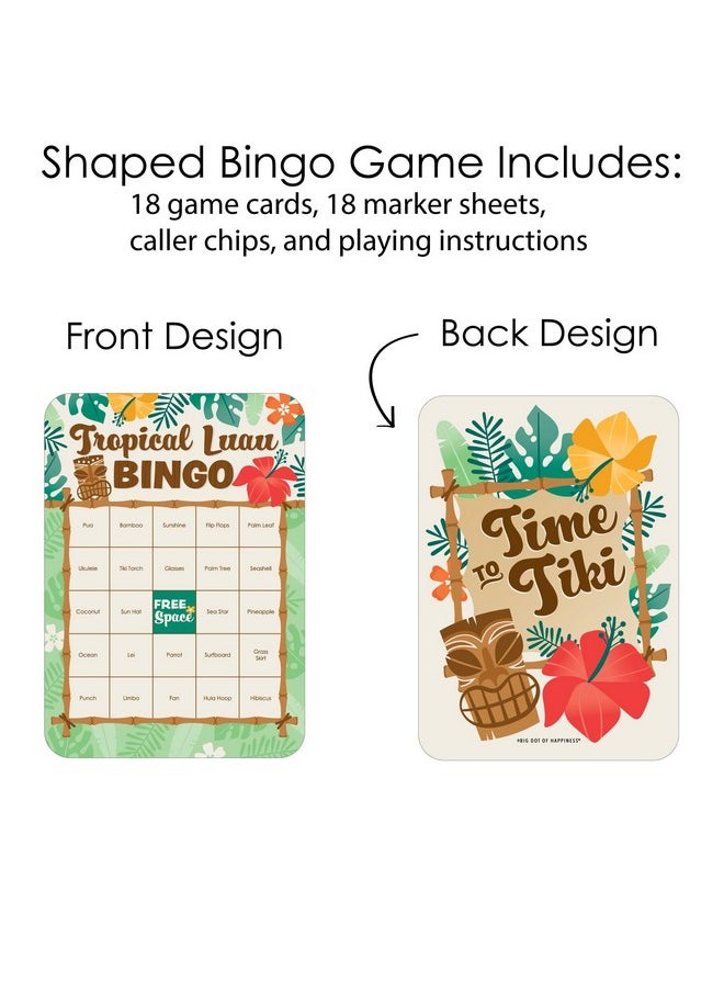 Big Dot of Happiness Big Dot of Happiness Tropical Luau - Bingo Cards and Markers - Hawaiian Beach Party Shaped Bingo Game - Set of 18  - Image 3