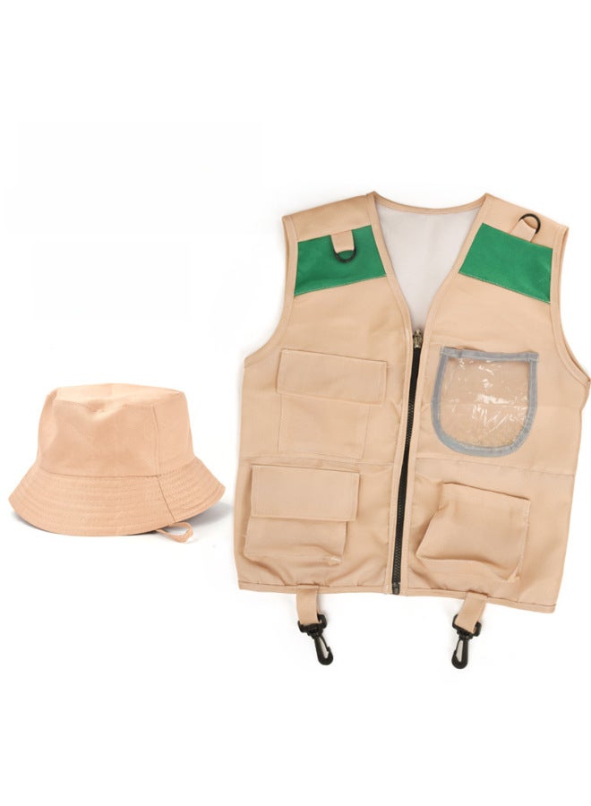 Loquat Children's Outdoor Adventure Clothing Vest Hat Adventurer Role Play Stage Festival Performance Cosplay Suit-Specifications:Mesh Bag Adventure Uniform-24*27-172g - Image 3