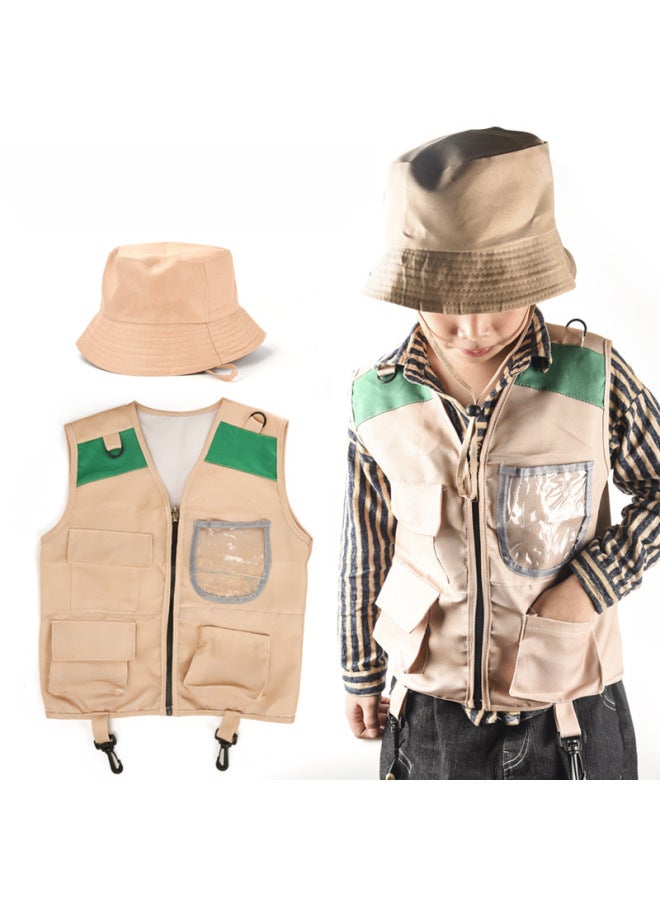 Loquat Children's Outdoor Adventure Clothing Vest Hat Adventurer Role Play Stage Festival Performance Cosplay Suit-Specifications:Mesh Bag Adventure Uniform-24*27-172g - Image 2