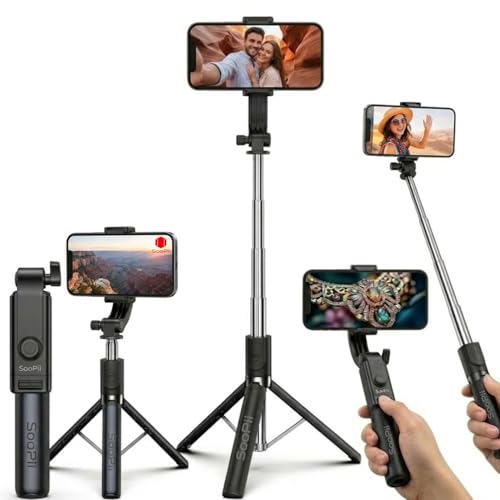 Soopii K1 Selfie Stick Tripod Light Weight, 28 inch / 70CM Reinforced Tripod for Mobile Phone, Multi-Functional Bluetooth 3in1 Long Selfie Stick for Travel,Vlogging,Compatible with iPhone and All Smartphones - Image 1